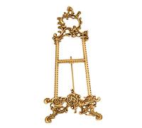 ZGUZMCMK Support D'Assiette Support Plateau Chevalet Laiton Cadre Photo Classique Gravé Adapté à L'Œuvre d'art Salon Bibliothèque, 18 Cm X 19 Cm X 40