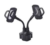 ZGUZMCMK Support de téléphone Double pour Voiture, Rotation à 360°, réglable, Universel, Flexible, col de Cygne, Gris