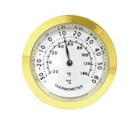 ZGUZMCMK Thermomètre Analogique Mécanique Cadran Rond Portable Boîtier Métal Double Unité sans Batterie Adapté Aux Coffrets Musique Voiture Intérieur Maison GA, Or 37 Mm