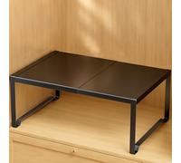 ZGWRYI Extensible Séparateur Étagère pour Armoire, Étagère Penderie Extensible, Télescopique Étagères de Rangement Réglable pour Chambre, Salle de Bain, Cuisine(Black,L15-24.4in W13.8in H13in)