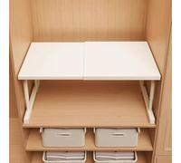 ZGWRYI Extensible Séparateur Étagère pour Armoire, Métal Étagère Penderie Extensible, Télescopique Étagères de Rangement Réglable pour Chambre, Salle de Bain(White:L40-65cm,W24cm-H35-50cm)