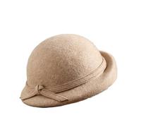 ZGXNYI Chapeau Haut de Forme élégant for Femme, Casquette d'hiver for fête de Mariage, béret à Bord déformé, Chapeau en Feutre Souple Vintage for Femme(Light Camel)