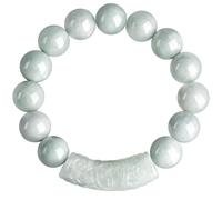 ZGYOZMNG Bracelet en jade naturel pour femme et homme, porte-bonheur, perles de jadéite blanche de 13 mm, attire la richesse et la chance, vert clair (vert clair, taille unique)