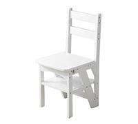 ZGYOZMNG Échelle Pliante en Bois - Tabouret Multifonction pour la Maison - Repose-Pieds Pliable - Présentoir et Support à Fleurs pour la Maison - Gain de Place - 100 kg (Blanc)