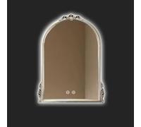 ZGYOZMNG Miroir de Maquillage Mural Vintage orné à LED, antibuée, Miroir Traditionnel doré, Miroir décoratif Antique, Miroir Suspendu arqué à éclairage 3 Couleurs (A 24x31in/60x80cm)