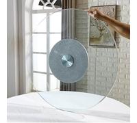 ZGYOZMNG Plateau tournant Lazy Susan en Verre, Plateau de Service pivotant à 360° pour Table à Manger, Centre de Table avec Base argentée (90 cm / 35,4 po)