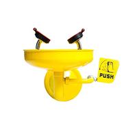 ZGYOZMNG Station de Lavage oculaire Murale, Lavage d'urgence du Visage et des Yeux, raccordement de plomberie pour évier, Acier Inoxydable 304, Jaune