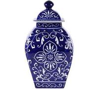 ZGYOZMNG Vase Bleu et Blanc en Porcelaine avec Couvercle, Style Temple, décoratif, Centre de Table (L/12 po) (Grey Wolf L/12 po)