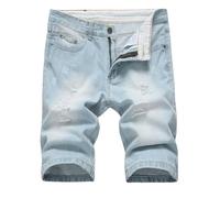 ZH8FCHAN Hommes Jeans Shorts Breaking Fold Short Jean Casual Classique Straight Down (Light Blue 2,33)