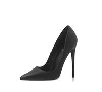 Zhabtuc Femmes Bout Pointu Talon Haut 12cm Parti Stilettos Escarpins Givrés, Tout est Noir, 40 EU