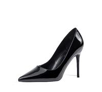 Zhabtuc Talons Hauts 10 cm, Chaussures à Enfiler à Bout Pointu pour Femmes Escarpins à Talons Aiguilles de Mariage, Chaussures de Base, Tout Noir, 39 EU
