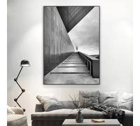 Zhadongli Art Affiche sur toile de style industriel, légère et luxueuse, noir, blanc et gris, extension de l'espace, impressions murales, peintures (30 x 40 cm, avec cadre)