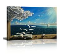 Zhadongli Art Impression sur toile représentant un livre et un oiseau, Salvador Dali, célèbre peinture sur toile pour décoration murale de salon ou de bureau, 40 x 50 cm (16 x 20 pouces) avec cadre