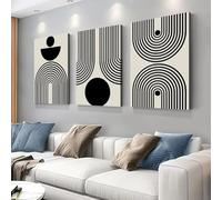 Zhadongli Art Lot de 3 tableaux muraux abstraits noirs avec lignes solaires géométriques minimalistes, impressions sur toile créatives (21 x 30 cm, 8 x 12 pouces, avec cadre)