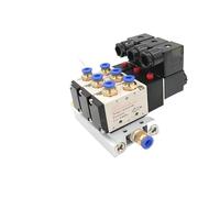 ZHAJNG Bloc électrovanne pneumatique DC24V 4V210-08 avec silencieux, base de montage, collecteur 2/3/4/6 voies(3 Row 6mm fitting)