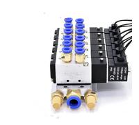 ZHAJNG Électrovanne DC24V 4V110-06, stations de collecteur combinées multivoies avec raccords, électrovannes 5 ports 2 positions(6 Row 4mm fitting)
