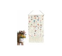 zhan-Autre décoration murale en macramé tapisserie tissée bohème chic art mural tissé en coton bohème décoration murale
