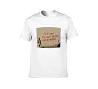 Zhan Zai Airstrike Banksy Graphic Casual Round Neck T Shirt White L