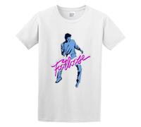 Zhan Zai Footloose Retro Musical Movie Casual Round Neck T Shirt White L