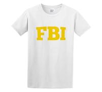 Zhan Zai Grossbull FBI Federal Bureau of Investigation Casual Round Neck T Shirt White 3XL