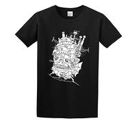 Zhan Zai Howl's Moving Castle Comfort Men Simple Tshirt Black S