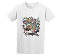 Zhan Zai Little Dragon Machine Dreams Casual Round Neck T Shirt White S