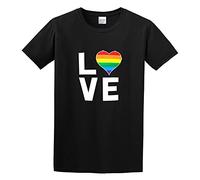 Zhan Zai Love (Rainbow Heart) Gay &Amplesbian Men Simple Tshirt Black XXL
