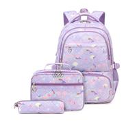 ZHANAO Ensemble sac à dos pour filles, sacs d'école avec boîte à déjeuner, trousse à crayons, sac à livres pour adolescentes, élèves du primaire