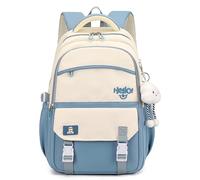 ZHANAO Sac à dos à blocs de couleurs pour filles, cartable primaire pour école primaire pour adolescentes, bleu