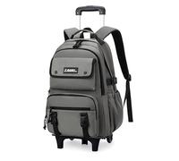 ZHANAO Sac à dos à roulettes de couleur unie pour garçons cartable pour étudiants du collège sacs à livres pour garçons primaires, Gris - 2 roues, 2 Wheels