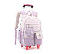 ZHANAO Sac à dos à roulettes pour filles, sac d'école kawaii avec roulettes, sacs à livres pour les élèves du primaire, Violet - 2 roues, 2 Wheels