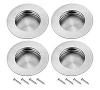 ZHANChen Poignee Porte Coulissante Encastrées en Acier 304 Inoxydable Poignées Rondes à Rainures Invisibles pour Porte Coulissante Armoire Extrait Tiroir 4PCS avec 8 Vis