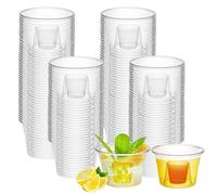 ZHANChen Verres à Shot en Plastique 100 Pièces 175+25ml Gobelet Verre Shooter Verrines Réutilisables Transparent pour Dégustations Fêtes Mariages Noël et Thanksgiving