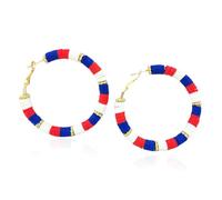 Zhang shine Boucles d'oreilles créoles du 4 juillet pour femme, drapeau américain rouge, blanc, bleu, fait à la main, déclaration Heishi, perles pour le jour de l'indépendance, jour commémoratif