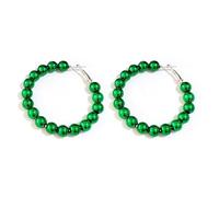 Zhang shine Boucles d'oreilles créoles en perles de Noël pour femme - Rouge et vert - Père Noël créatif - Coffret cadeau de Noël, One Size, Métal, Pas de gemme