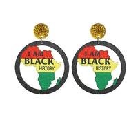 Zhang shine Boucles d'oreilles pendantes en bois naturel pour femme ethnique africaine juin 1865 rétro géométrique boucles d'oreilles rasta noir histoire bijoux, One Size, Acrylique Bois, Pas de gemme