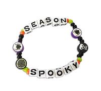 Zhang shine Bracelets extensibles en perles de graines de lettres d'Halloween - Bracelets empilables en argile polymère pour femme - Bijoux d'Halloween