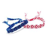 Zhang shine Bracelets tissés assortis faits à la main réglables tressés colorés rose bleu bracelets meilleurs amis distance pour femmes filles Saint-Valentin, taille unique, corde, pas de pierre