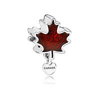 ZHANGCHEN 925 Perle en Argent Sterling Feuille d'érable Rouge Canada balancent breloque Fit Mode Femmes Pandora Bracelet Bracelet Cadeau Bijoux à bricoler soi-même