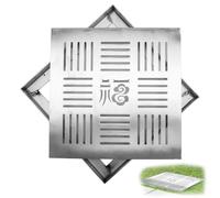 ZHANGGL Couvercle de Regard carré en Acier Inoxydable 304, Couvercle de Fosse septique encastré rectangulaire, Couvercle de Drain extérieur avec Base pour Jardin, Patio, Garage,