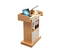 zhanggqOU Support de Podium Portable Pupitre de Classe Style rétro avec tiroirs et Compartiments Rangement for écoles Entreprises Pupitre Mobile(Natural)