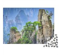 Zhangjiajie Formations Rocheuses Puzzle pour Adultes Puzzle 1000 Pièces Papier Paysage Forêt Relaxant Cadeau Famille 70x50cm/1000pcs