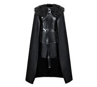 ZhangjiayuanST Costume de Jon Snow Knights - Taille US - Pour Halloween - Style médiéval - En polyuréthane - Noir, Ensemble complet noir., X-Large