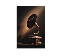 ZHANGJIENAN Décoration murale vintage gramophone dans une lumière chaude, décoration rétro élégante pour la maison et le salon - Décoration murale artistique moderne à suspendre - 40 x 60 cm