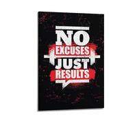 ZHANGJIENAN No Excuses Just Results Décoration murale moderne à suspendre pour la maison, la salle de sport et l'étude, 50 x 75 cm