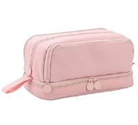 ZhangJJJJJJJ 1 trousse à crayons de grande capacité, avec compartiments, grande trousse de papeterie scolaire, pour garçon et fille, rose, Simple et facile
