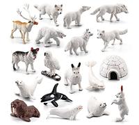 Zhangpu 18 Pièces Mini Animaux de L'Arctique Ensemble de Jouets Ours Phoque Renne Loup Lapin Renard Arctique Figurines Ensemble de Décorations de Gâteau Jouets pour Enfants Tout-Petits