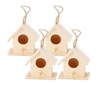 Zhangpu 4 Pièces Nids d'oiseaux en Bois Suspendus Petit Nichoir Cage à Oiseaux Jardin Patio Décoratif pour Hirondelle Moineau Pinson Accélérateur