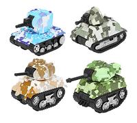 Zhangpu 4 Pièces Pull Back Tank Toy Vehicle Playset Alliage Toy Tank Modèles, Pull Back Véhicules Jouets Voitures, Voitures Cadeaux pour Garçons Filles (Char blindé de Camouflage)