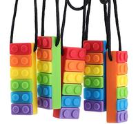 Zhangpu Anneau de Dentition Jouets à Mâcher 5 Pièces Collier à Mâcher Sensoriel Anneau de Dentition en Silicone Brique Arc-en-Ciel pour Enfants Autistes, Bébé de, TDAH, Autisme (Comme indiqué)